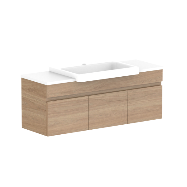 ADP Glacier Pro Semi Recessed Bathroom Vanity Set with Solid Surface Top - 24 Inch Modern Slim Cabinet for Small Spaces, Perfect for Powder Rooms and Guest Bathrooms