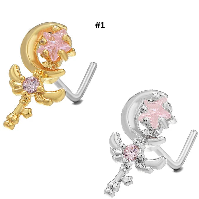 20G Surgical Steel Cute Lollipop L Bend Nostril Ring - Hypoallergenic Nose Piercing Jewelry for Women | Perfect for Everyday Wear, Parties & Special Occasions | BD045