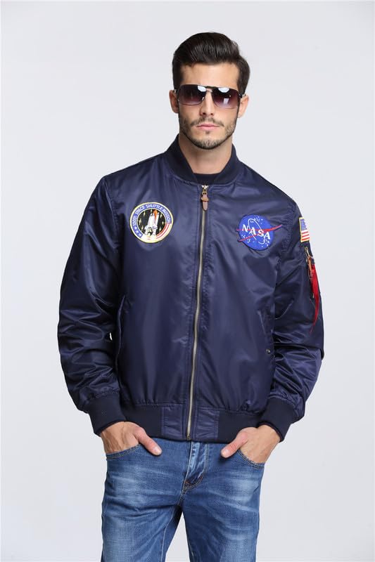 Shanghai Story Men's USA Flag Lightweight MA-1 Flight Bomber Jacket - Windproof Casual Jacket for Outdoor, Travel & Streetwear Fashion