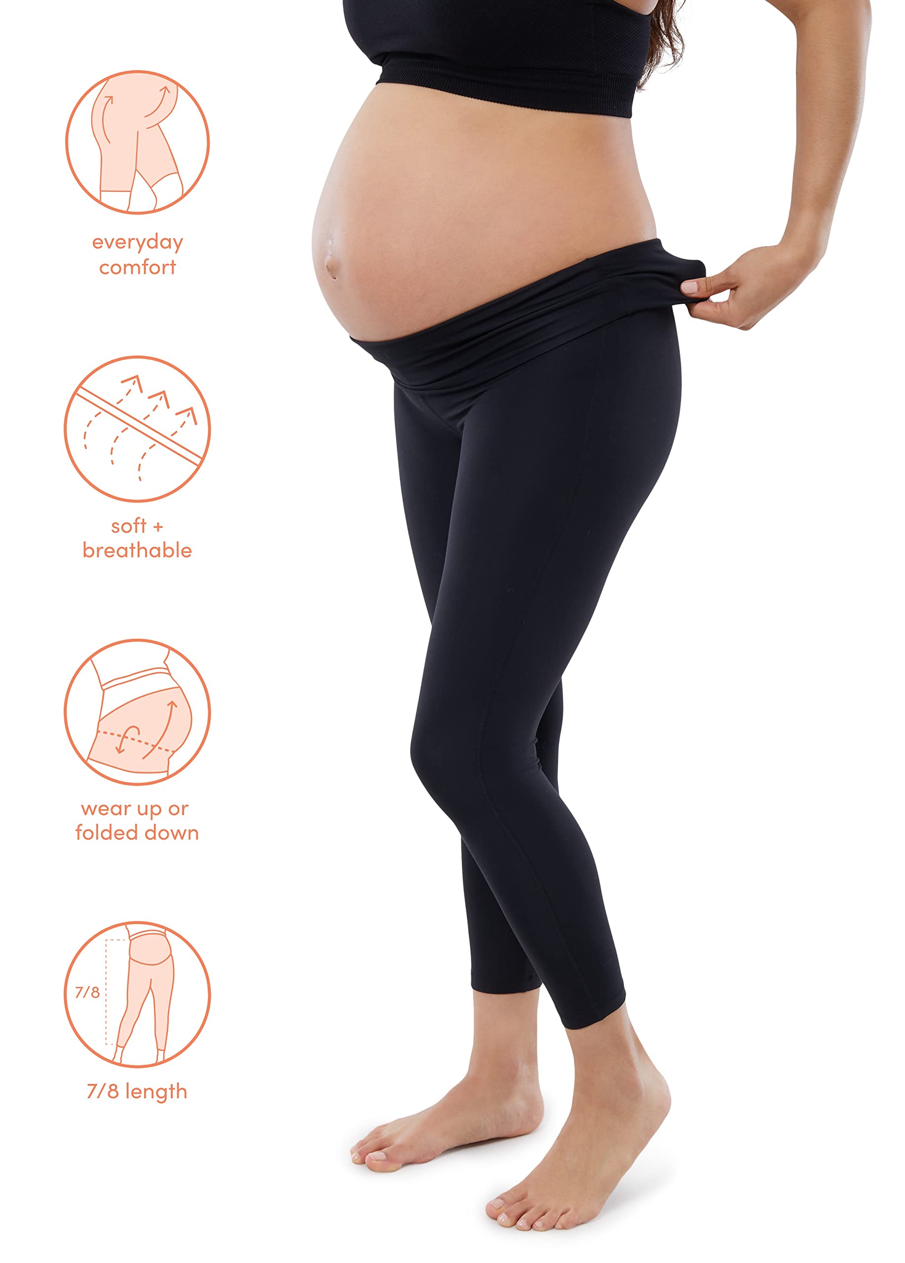 Ingrid & Isabel Basics - Women's Over The Belly Maternity Active Leggings for Pregnancy Workouts, Yoga & Everyday Comfort
