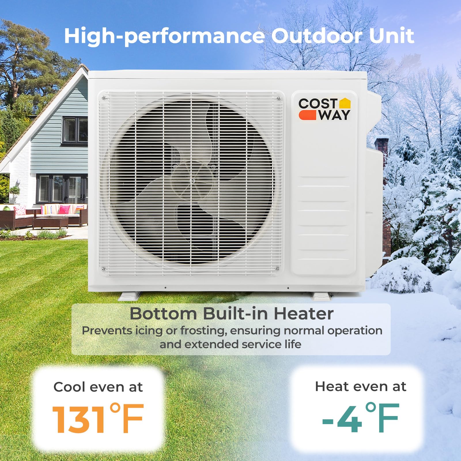 COSTWAY 27k BTU Tri-Zone Mini Split Air Conditioner with WiFi | 19 SEER2 12000 BTU x 3 | Ductless Wall Mounted Inverter AC (Thundrive Series) for Home, Office & Commercial Cooling