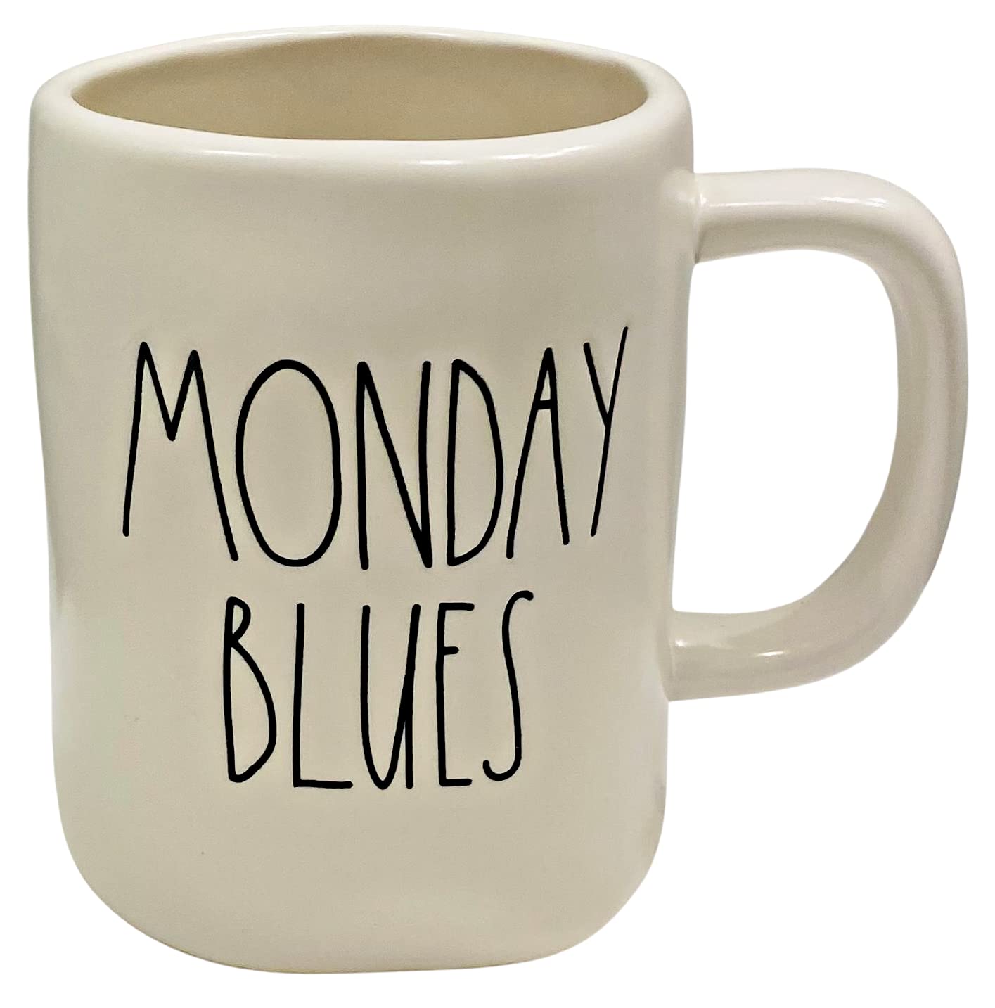 Rae Dunn MONDAY BLUES Ceramic Coffee Mug - 15oz Dishwasher & Microwave Safe - Perfect for Office, Home & Gift Giving