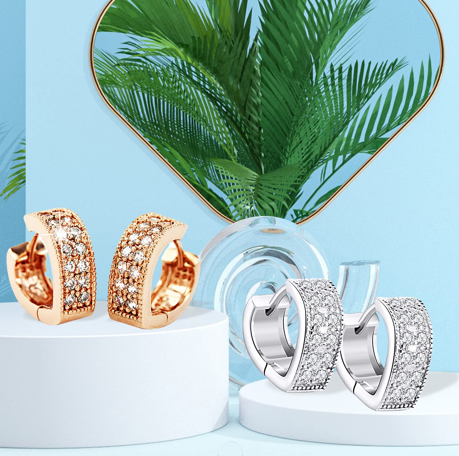 Zirconia Hoop Earrings for Women - S925 Sterling Silver Rhinestone Heart Earrings | Elegant Jewelry for Parties, Weddings & Everyday Wear