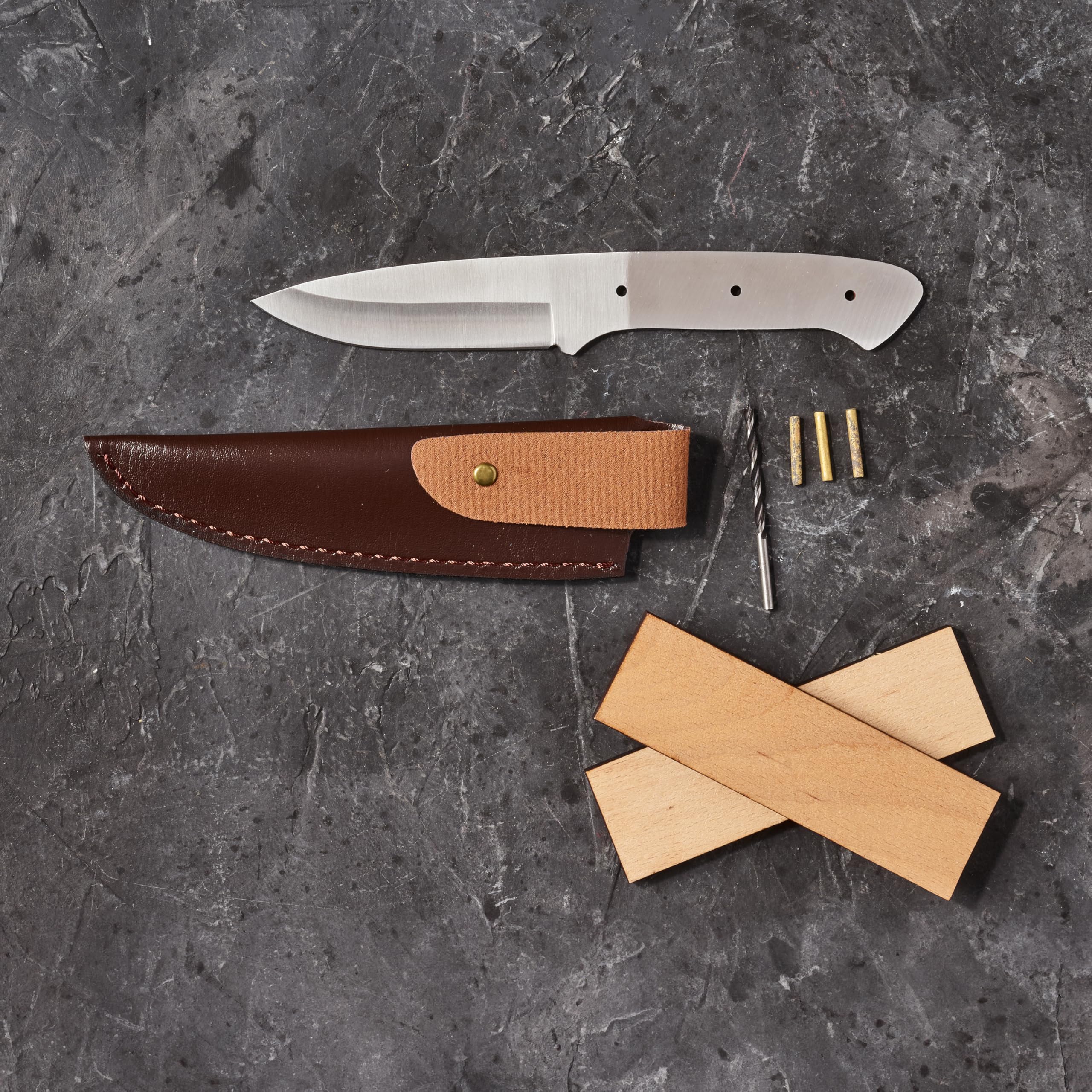 Professional Knife Making Kit with Shawnee Skineer Blade, Maple Handle & Leather Sheath - Complete DIY Knife Crafting Set with Step-by-Step Guide - Perfect Gift for Men, Woodworkers & Outdoor Enthusiasts - Great for Bushcraft, Camping & Survival Skills