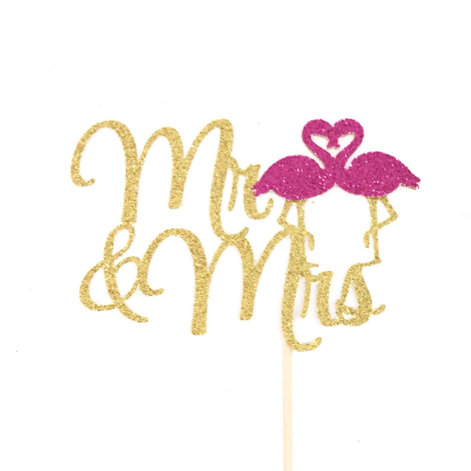Mr and Mrs Cake Topper - Tropical Flamingo Wedding Cake Decoration for Beach, Summer & Destination Weddings | Elegant Couple Cake Topper for Anniversary & Bridal Shower