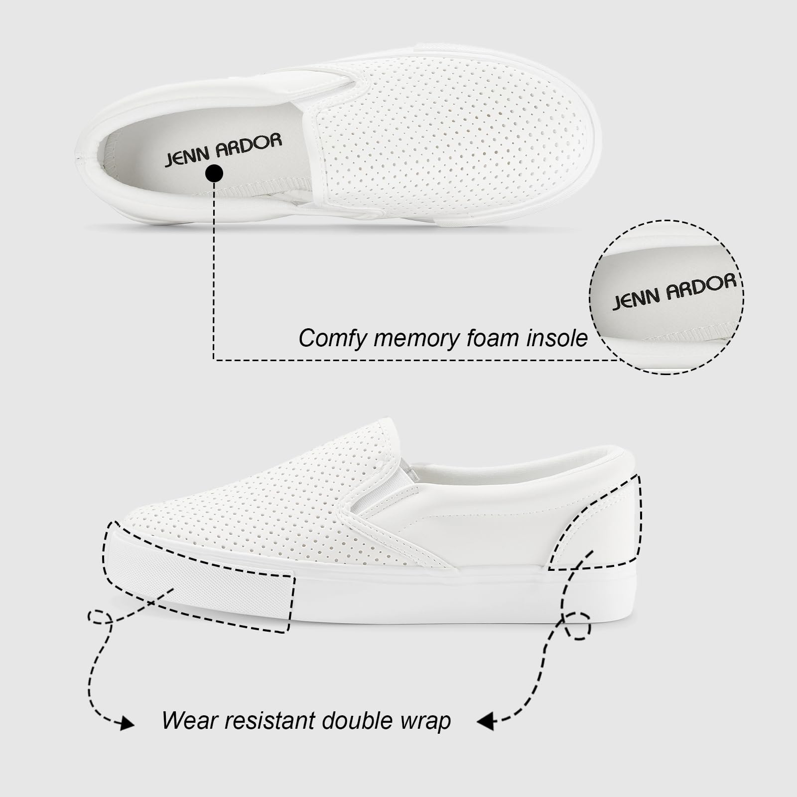JENN ARDOR Women's Slip On Sneakers - Comfortable Memory Foam Loafers for Walking, Casual Fashion Flats | Perfect for Work, Travel & Everyday Wear