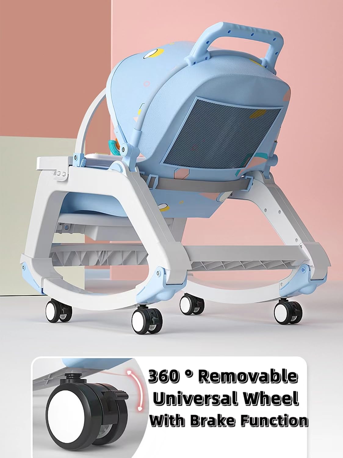 **iFANT 5-in-1 Baby Bouncer & Push Walker Combo - Adjustable Infant to Toddler Rocker Chair with Wheels, Toy Snack Tray & Canopy - Portable for Indoor & Outdoor Use (0-36 Months) - Perfect for Playtime, Travel & Relaxation**