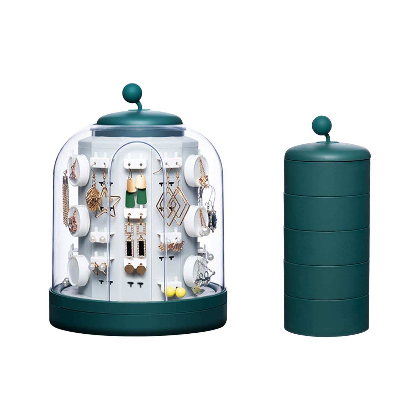 BDYJY Clear Jewelry Organizer Box - Hanging Necklace & Earring Display Rack with Plastic Drawers for Closet Storage (Green, One Size) - Perfect for Bedroom, Closet & Travel Jewelry Organization