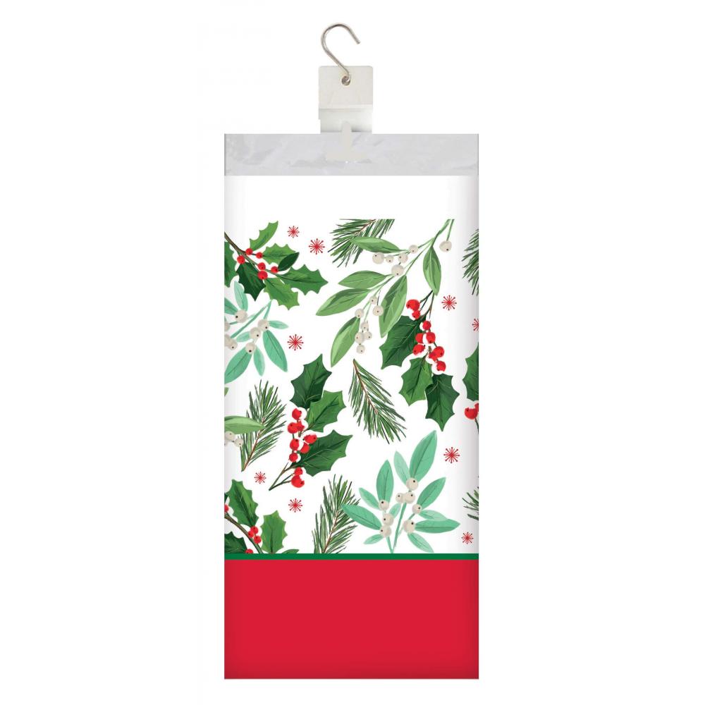 12-Piece Bulk Holly Jolly Christmas Paper Table Covers with Festive Border Print - Perfect for Holiday Parties, Family Gatherings & Christmas Decorations