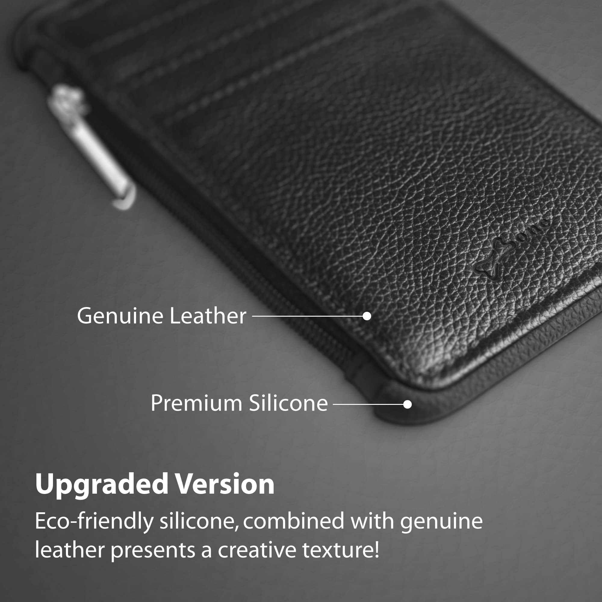 Genuine Leather ID Badge Holder with Zipper & Card Slots - for Office, School & Keys