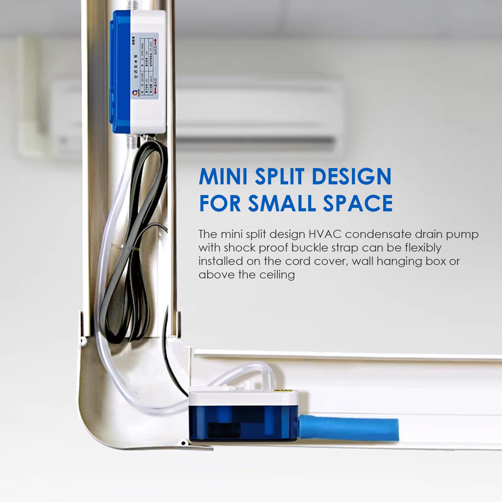 Automatic Condensate Pump 200ml, AC 110-240V Silent Mini HVAC Drain Pump for 1-3HP Air Conditioner, Furnace, Dehumidifier - Perfect for Home, Office, and Basement Use