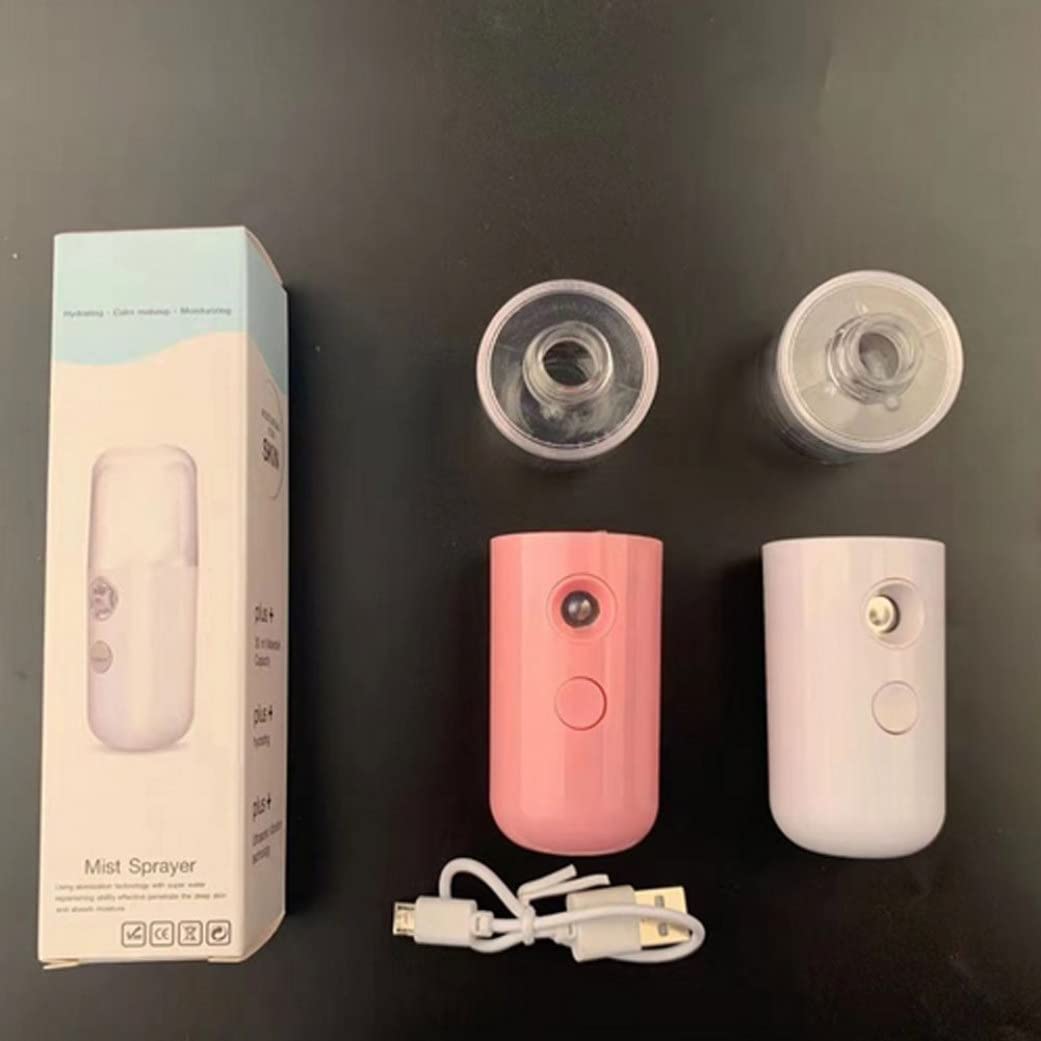Portable Nano Facial Mister Sprayer - USB Rechargeable Mini Face Steamer & Hydrating Mist Machine for Skin Care | Cooling Face Spray for Dry Skin, Makeup Setting & On-The-Go Hydration (Pink)