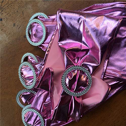 50pcs Metallic Gold Silver Coffee Black Spandex Lycra Chair Sashes - Decorative Chair Bands for Wedding, Party, Banquet & Event Decorations (Pink) - Perfect for Chair Covers, Table Runners & Venue Styling