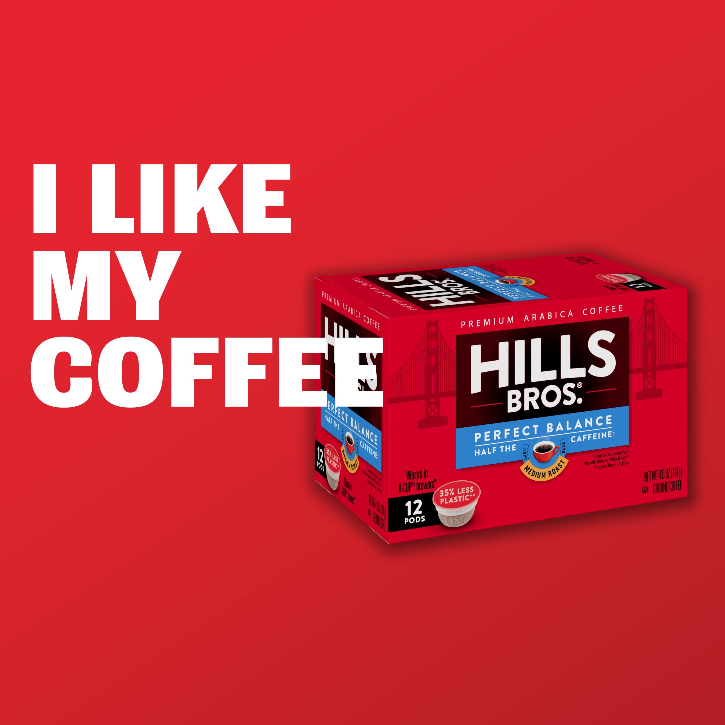 Hills Bros Light Roast Coffee Pods, 12 Count - Keurig Compatible for Morning Brew