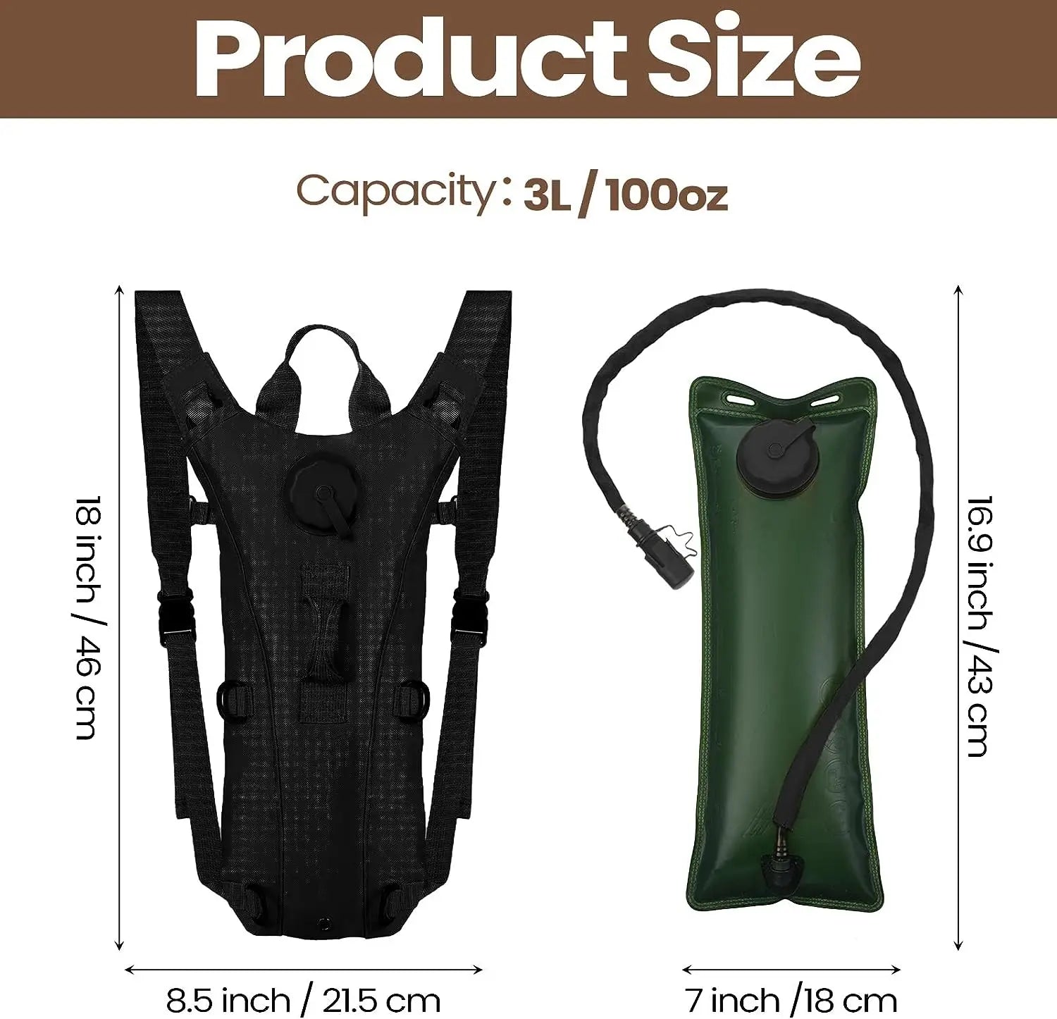 Tactical Hydration Backpack with 3L Water Bladder - Lightweight Military Rucksack for Hiking, Biking, Running, Climbing & Outdoor Adventures - Perfect for Camping, Travel and Sports Hydration