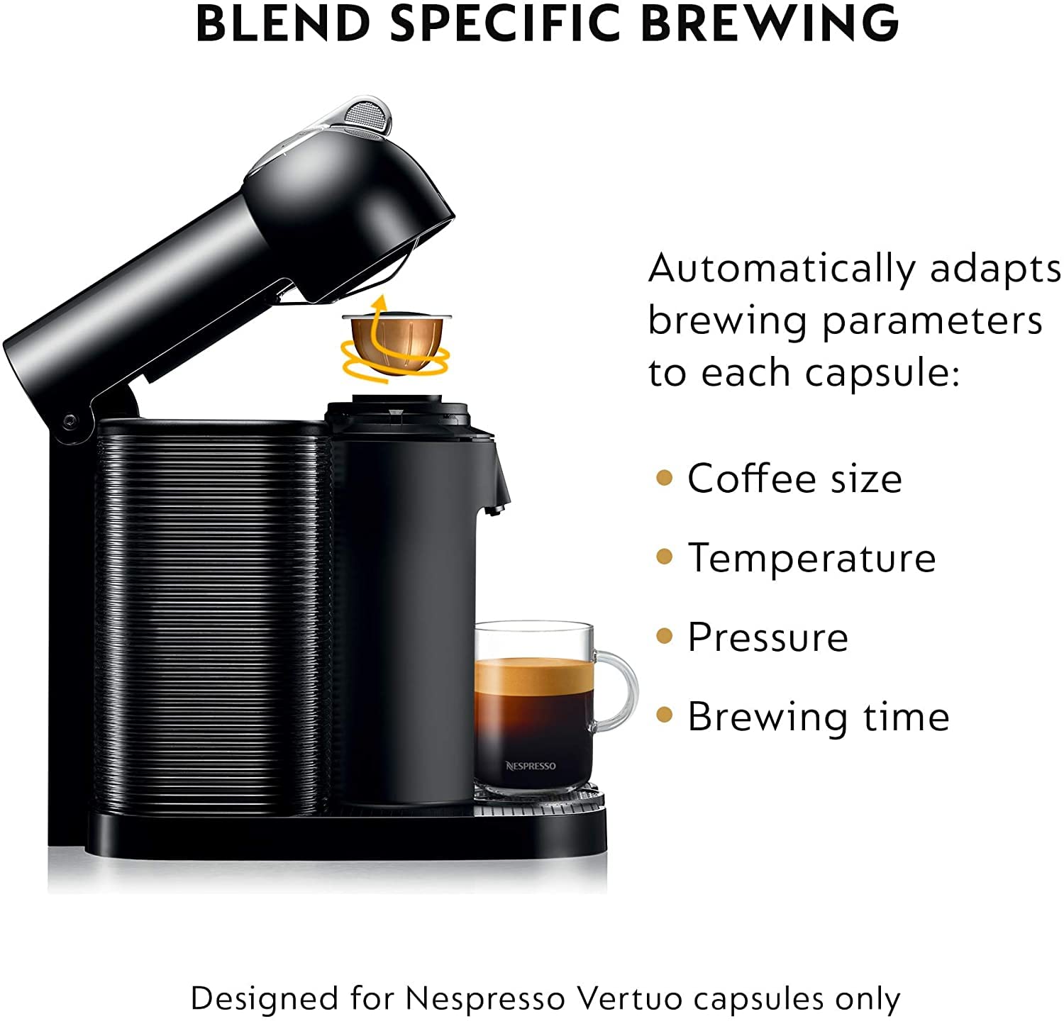 Breville Nespresso Vertuo Coffee and Espresso Machine - Single Serve Pod Brewer for Home & Office, Black | Perfect for Espresso Lovers & Busy Professionals