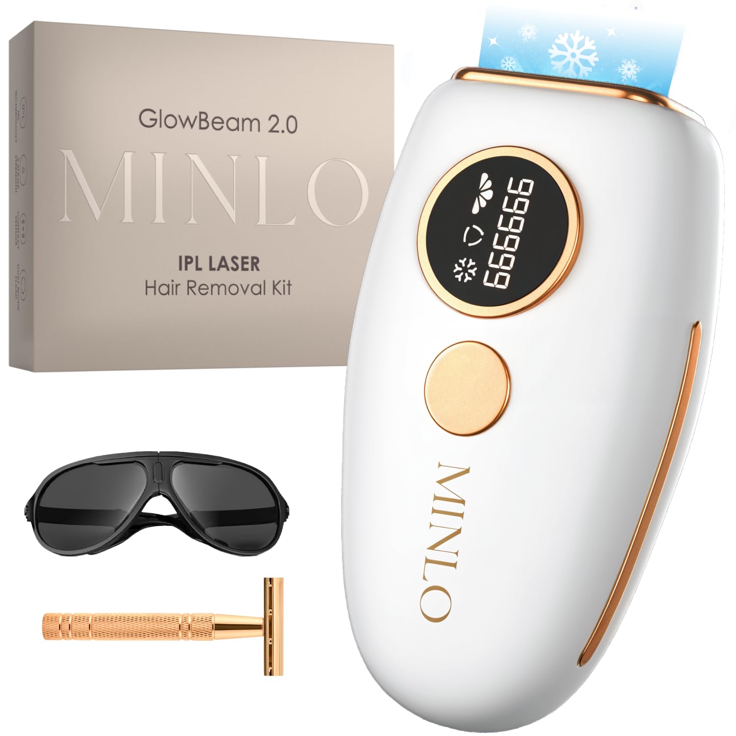 Best At-Home IPL Laser Hair Removal Device for Men & Women | Painless Permanent Hair Remover with Ice-Cooling Technology for Arms, Back, Legs, Bikini Line & Full Body | Safe for Sensitive Skin | Perfect for Smooth Skin & Confidence Boost
