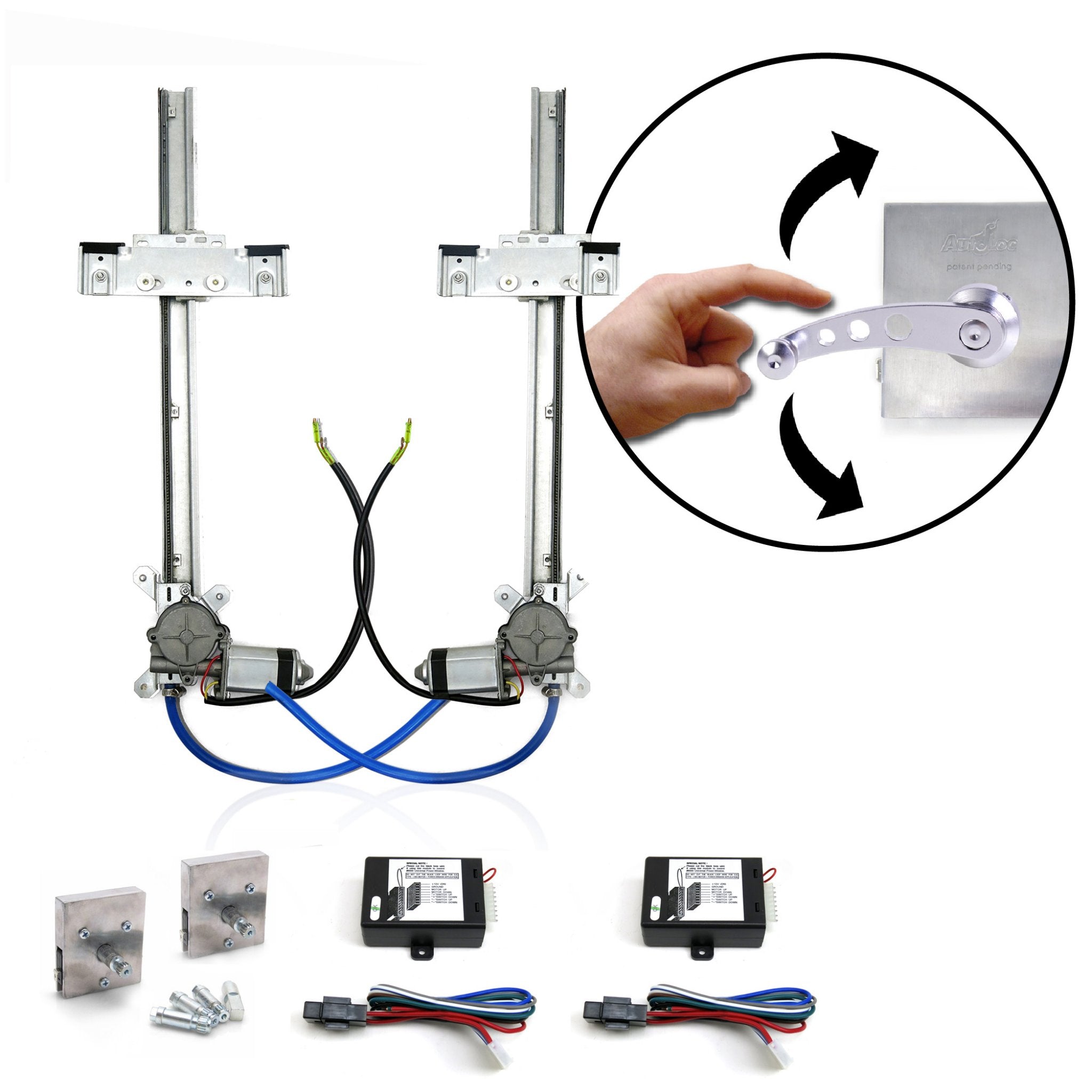 1905 Cadillac Model E 12V Power Window Conversion Kit with One-Touch Billet Switches - Flat Glass Upgrade for Classic Car Restoration - Perfect for Vintage Auto Enthusiasts & Show Car Builders