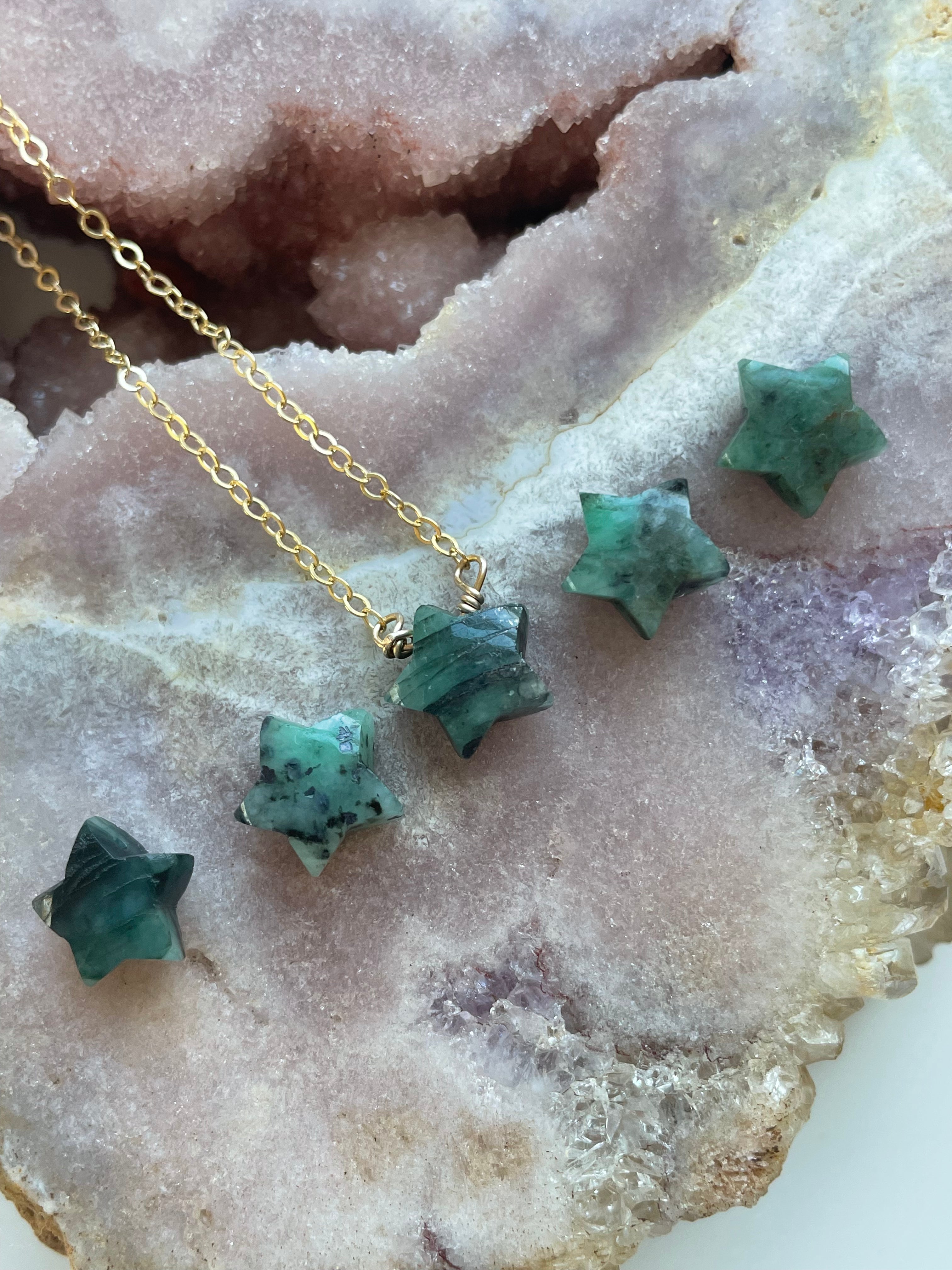 Emerald Star Pendant Necklace - 14K Gold Plated Elegant Jewelry for Women - Perfect Gift for Birthday, Anniversary & Valentine's Day - Ideal for Parties, Weddings & Special Occasions