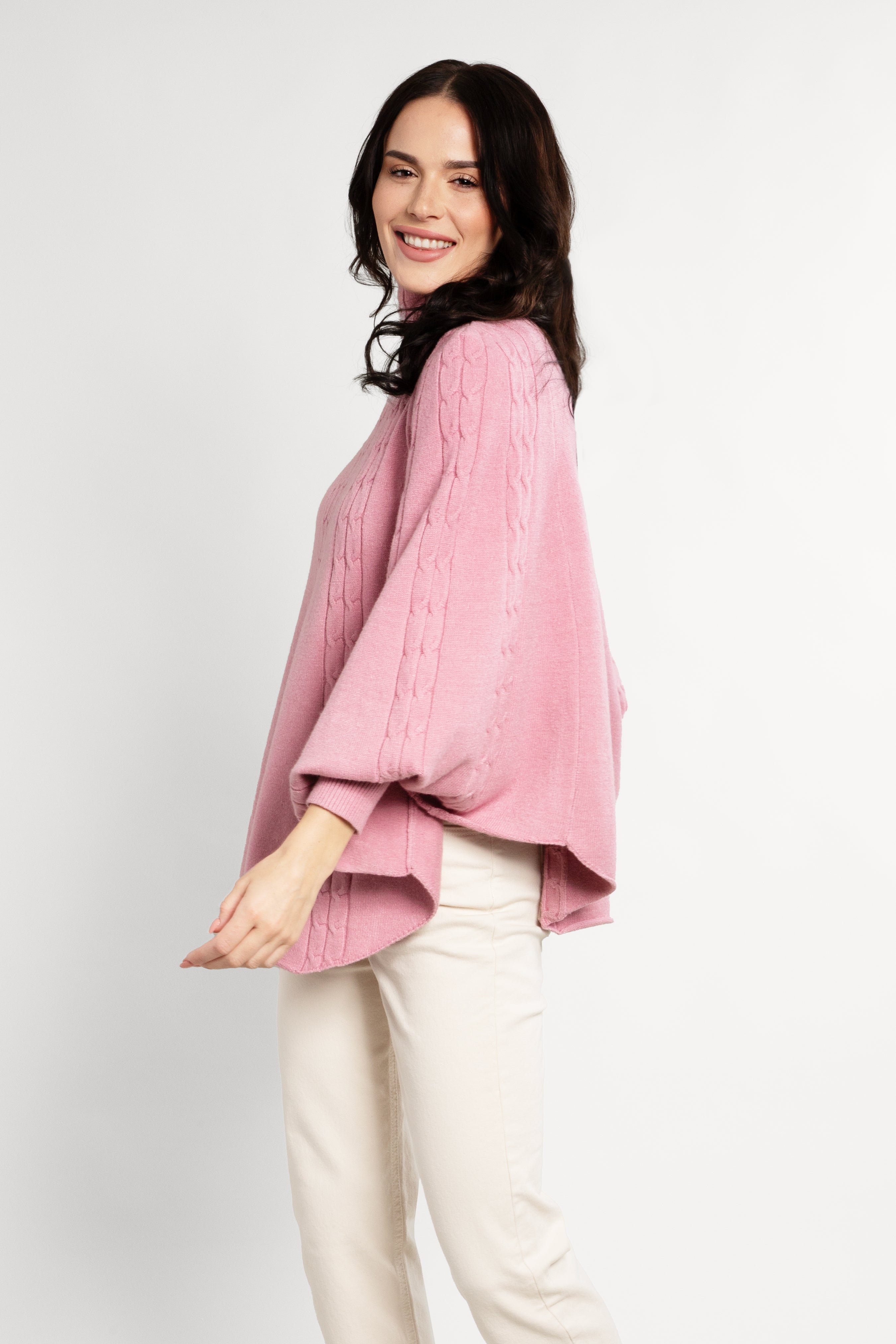 Women's Chunky Cable Knit Turtleneck Poncho Sweater - Cozy Winter Pullover for Casual Outfits & Holiday Gatherings