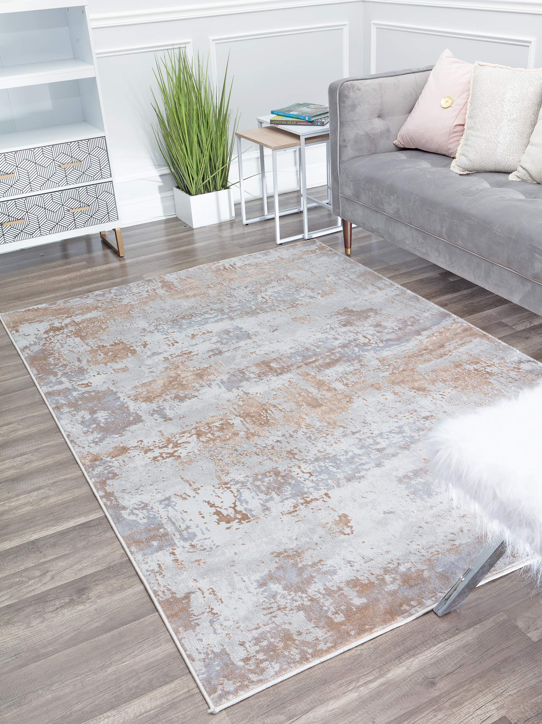 Rugs America Emali Collection EA45A Rocky Mountain Farmhouse Vintage Area Rug 8' x 10' - Distressed Design for Living Room, Bedroom & Farmhouse Decor