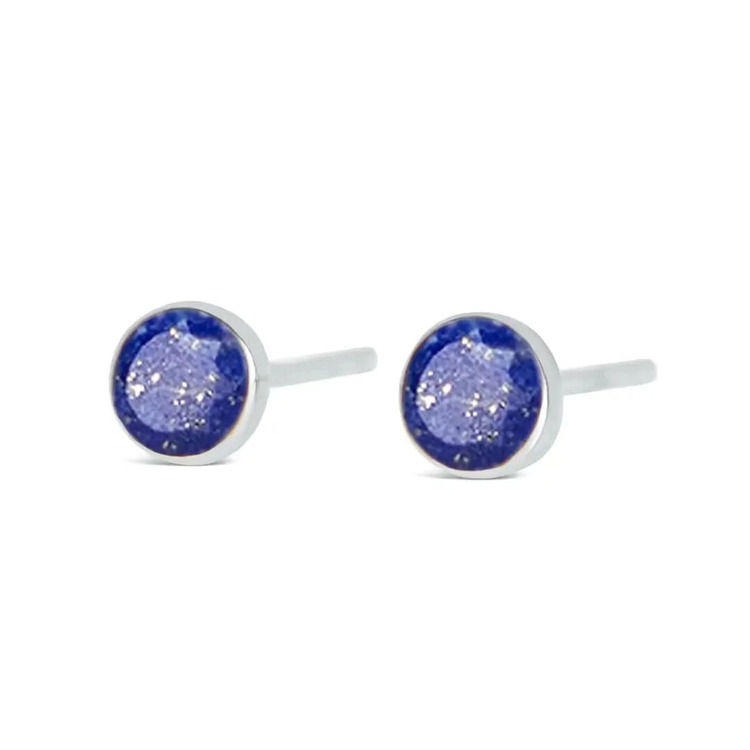 Lapis Lazuli Mini Stud Earrings - Sterling Silver September Birthstone Jewelry for Women | Perfect Gift for Birthday, Anniversary & Everyday Wear