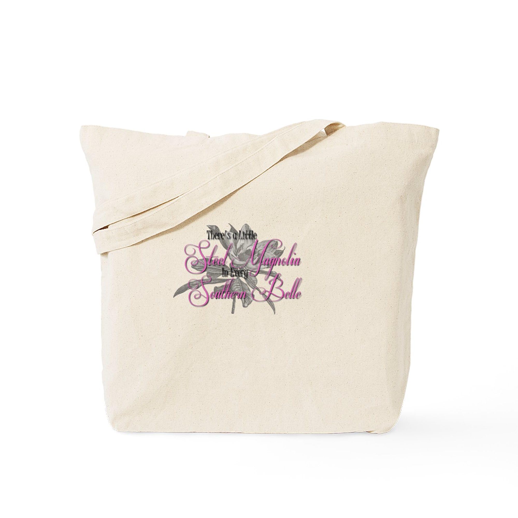 Steel Magnolia Tote Bag - Natural Canvas Reusable Shopping Bag for Women | Eco-Friendly Grocery Tote | Perfect for Farmers Market, Beach & Everyday Use