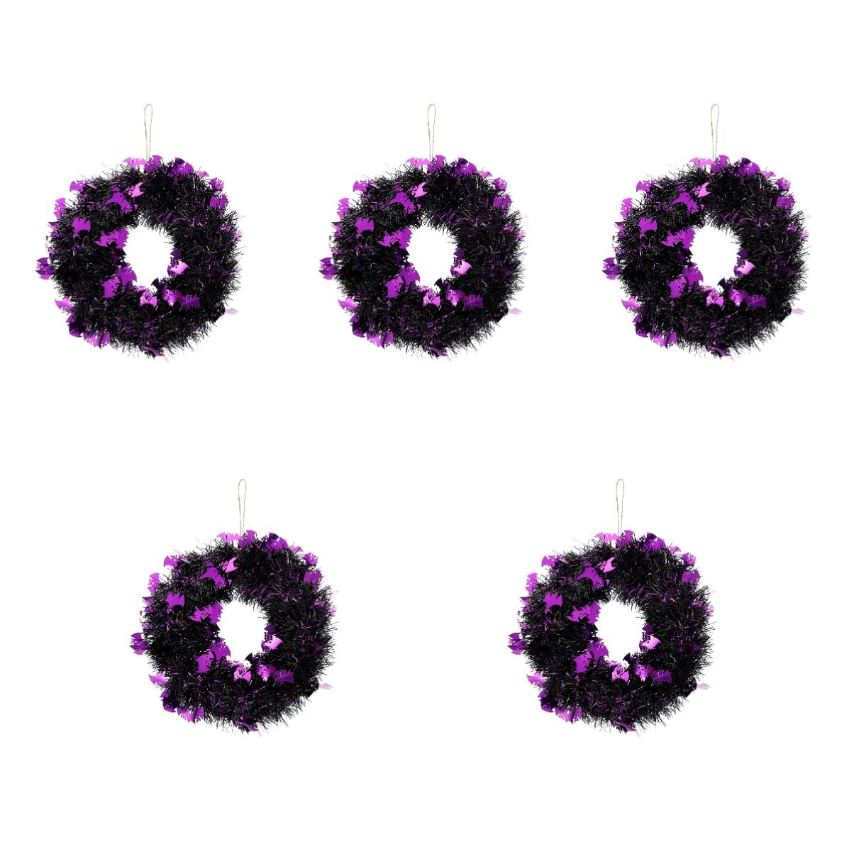 Bestoyard 5 Pack Halloween Hanging Wreaths - Black Pumpkin Door Decor for Halloween Party, Front Porch & Indoor Home Decoration
