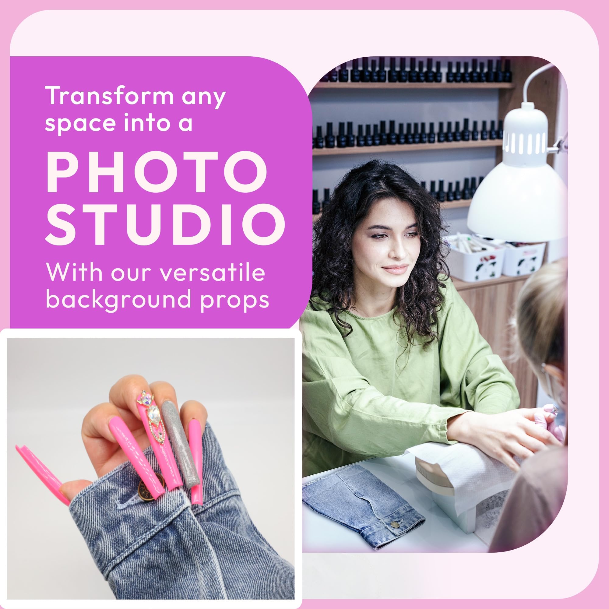 Professional Nail Photo Background Mat for Nail Art - High-Quality Nail Tech Supplies for Salon, Instagram & Social Media Photography