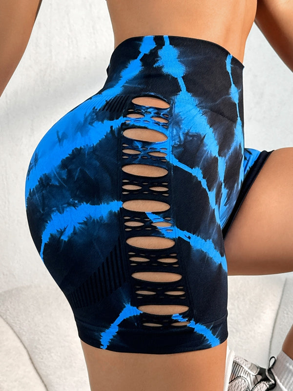ZASUWA Women's Sexy Tie-Dye Hollow-Out Shorts - Trendy Summer Fashion for Beach, Party & Casual Wear