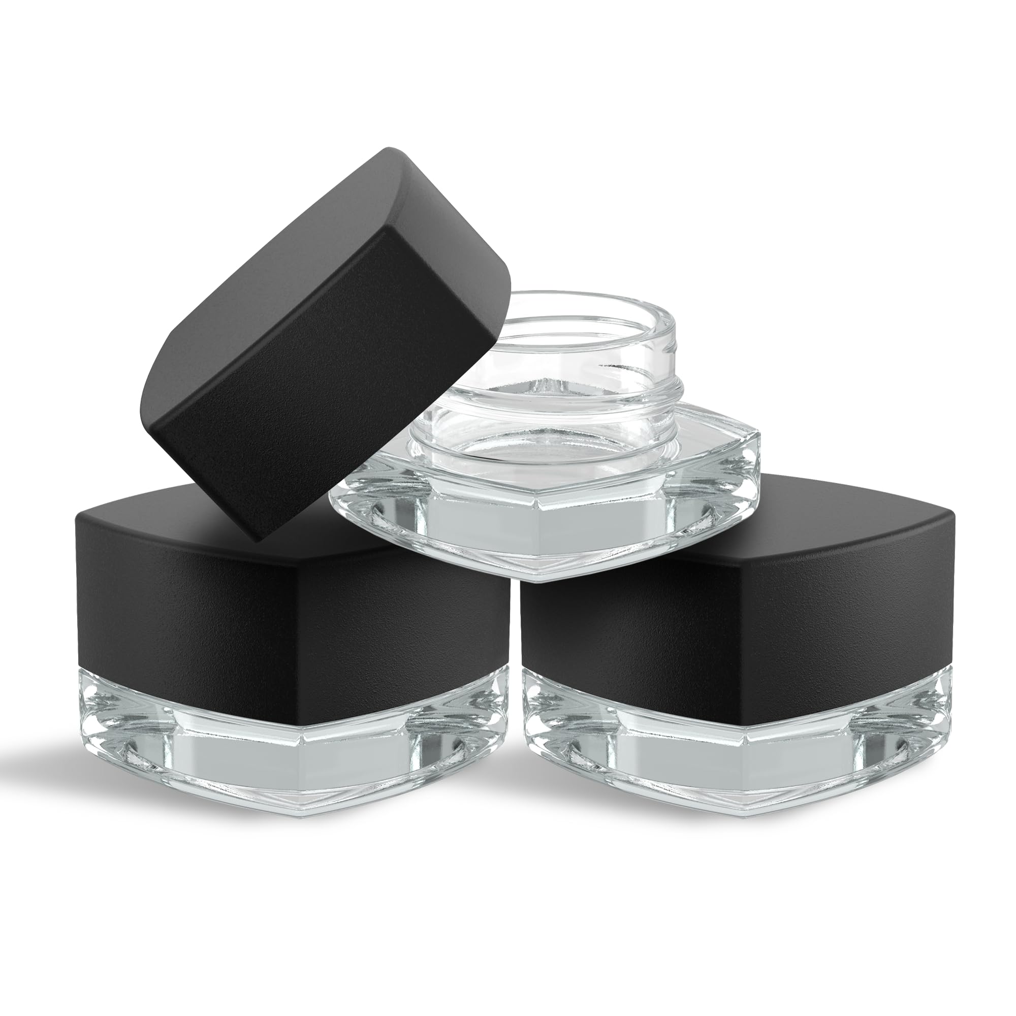 (200 Pack) 5ml Thick Glass Square Jars with Black Child Resistant Lids - Airtight Storage Containers for Essential Oils, Lip Balm, CBD Wax, Cosmetics & Creams - Mini Childproof Jars Perfect for DIY, Travel & Home Organization