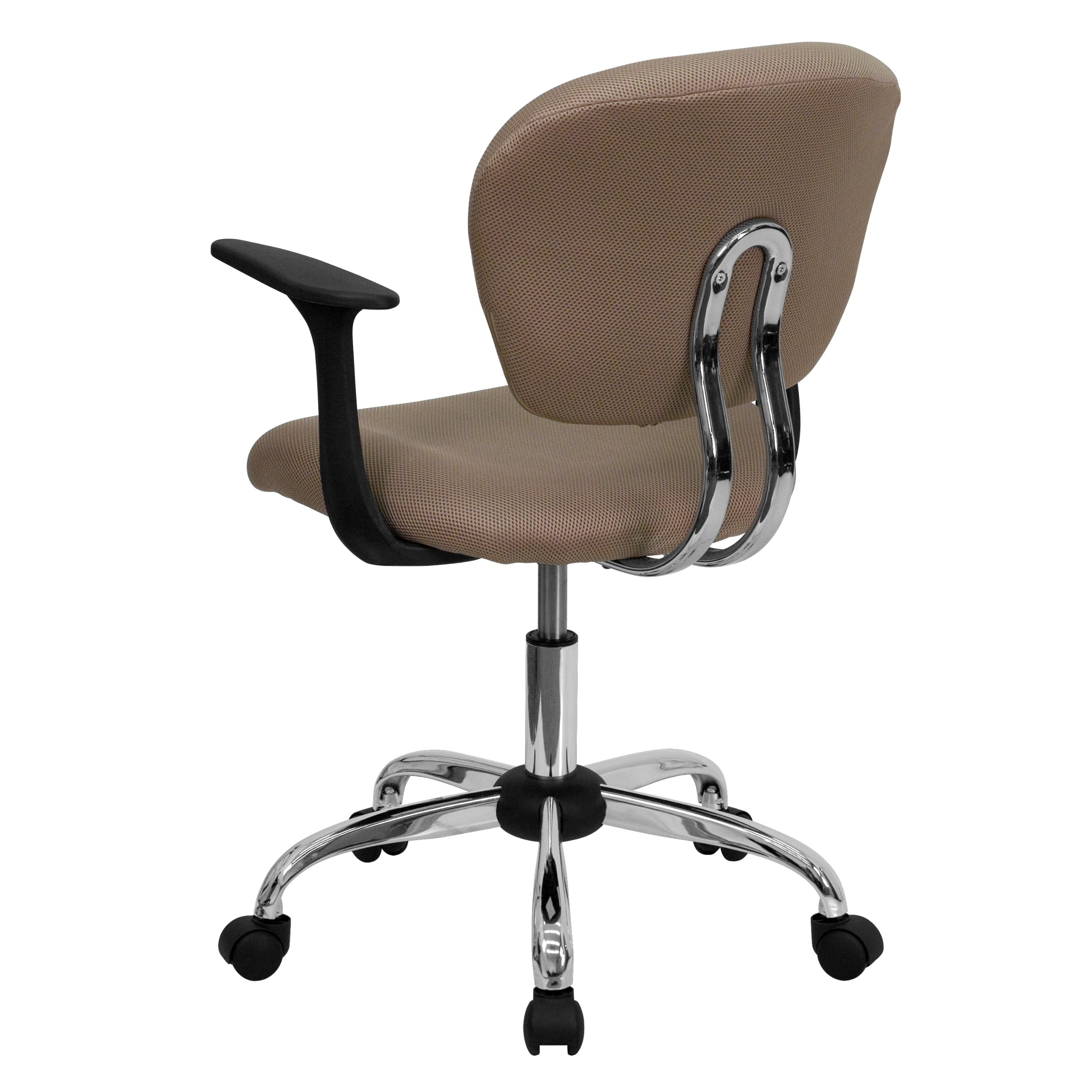 Ergonomic Mid-Back Coffee Brown Mesh Office Chair with Padded Seat & Adjustable Arms - Perfect for Home Office, Gaming & Workspace Comfort