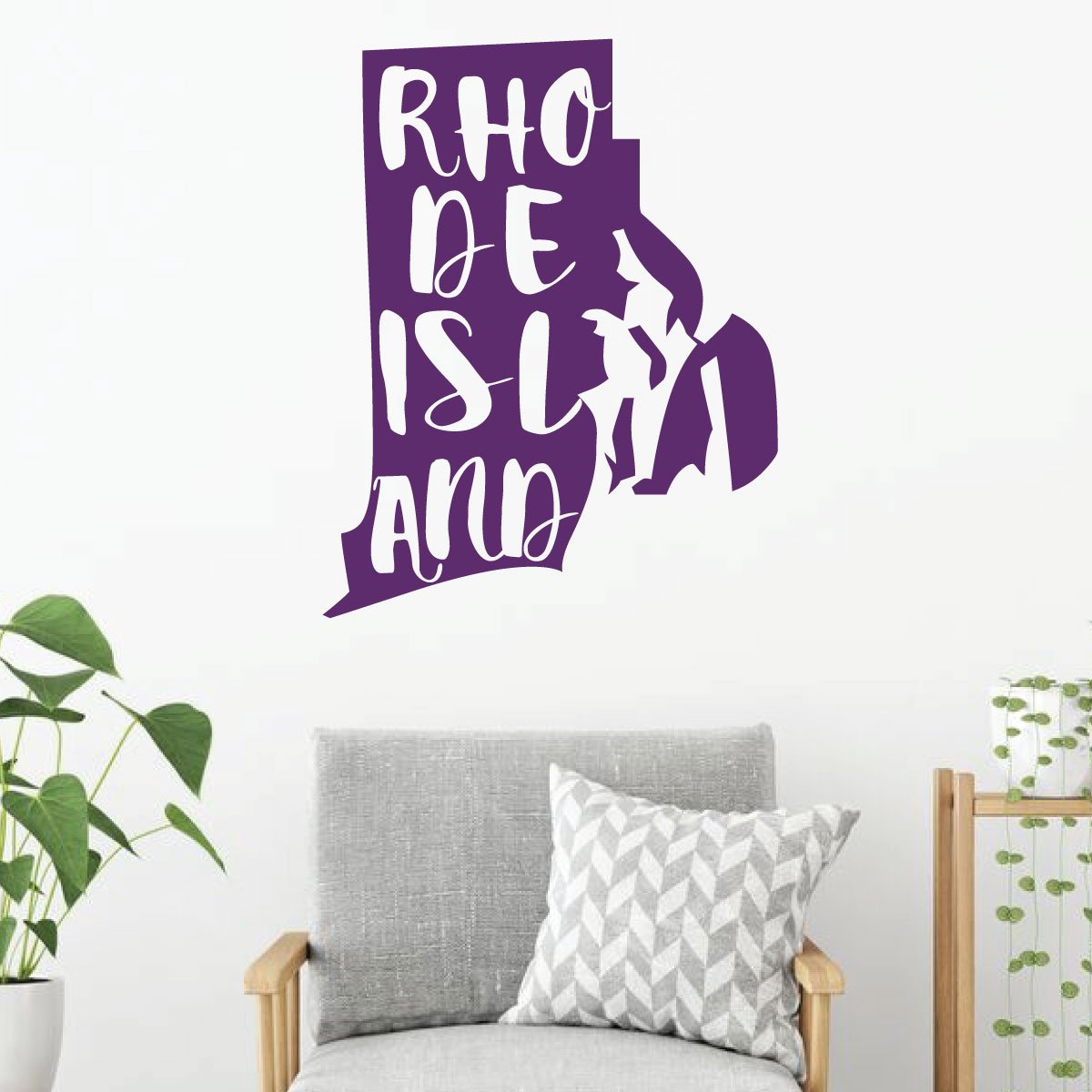 Rhode Island Vinyl Wall Decal - State Silhouette Art Sticker for Home Decor, Living Room & Bedroom - Perfect for Nursery, Office or Dorm Room Wall Decoration