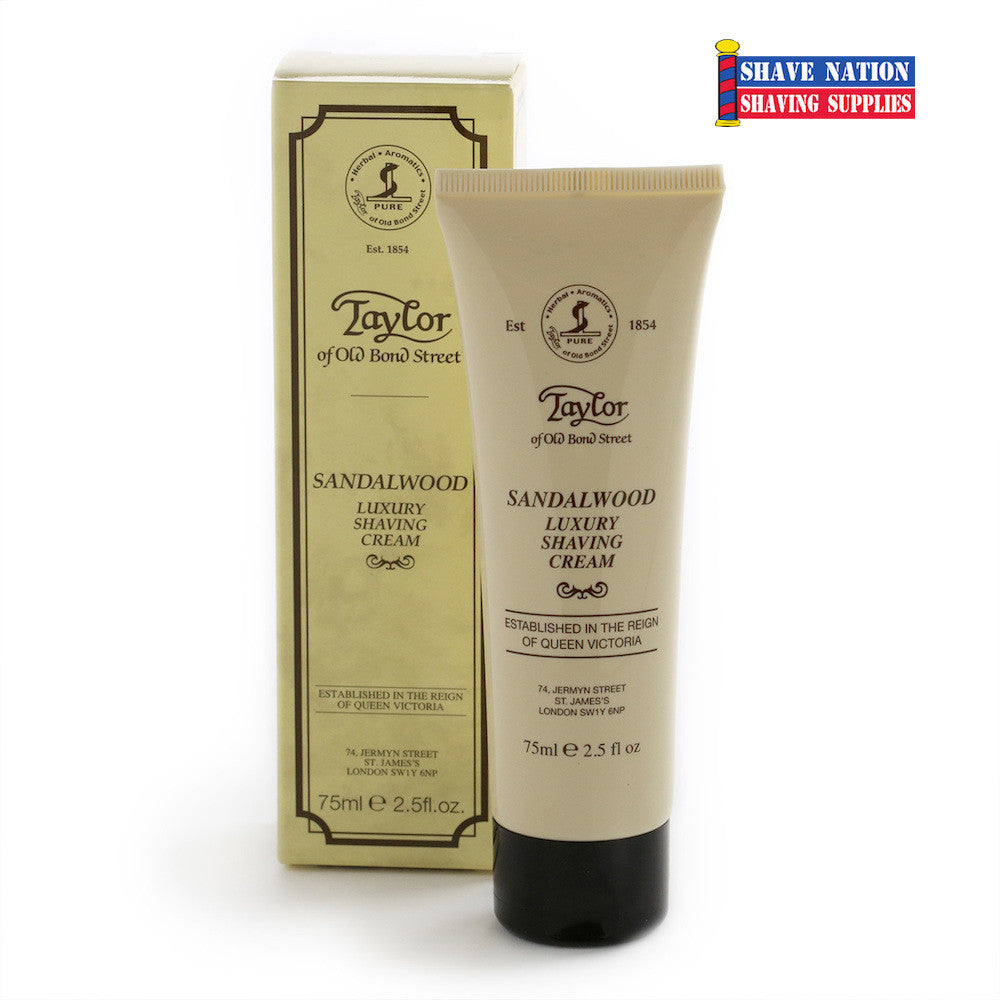 Taylor of Old Bond Street Sandalwood Shaving Cream for Men - Premium Luxury Shave Cream with Natural Ingredients for Smooth, Close Shave - Perfect for Daily Grooming & Travel