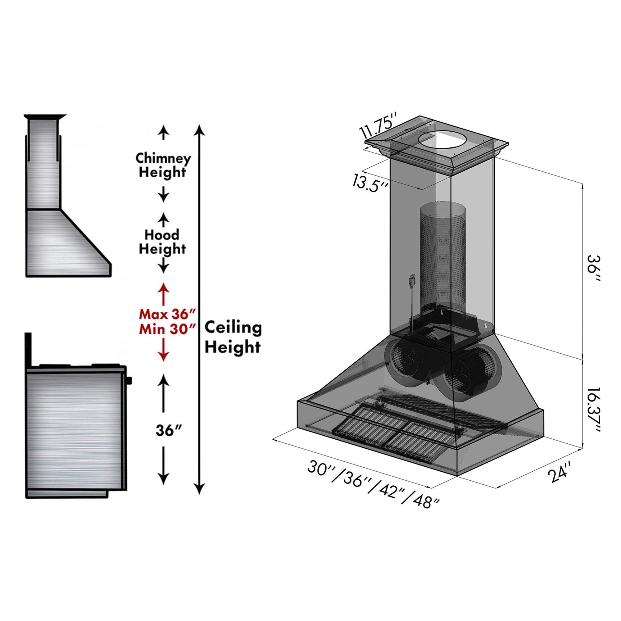 ZLINE 8667C Convertible Designer Series Copper Wall Mount Range Hood - 36