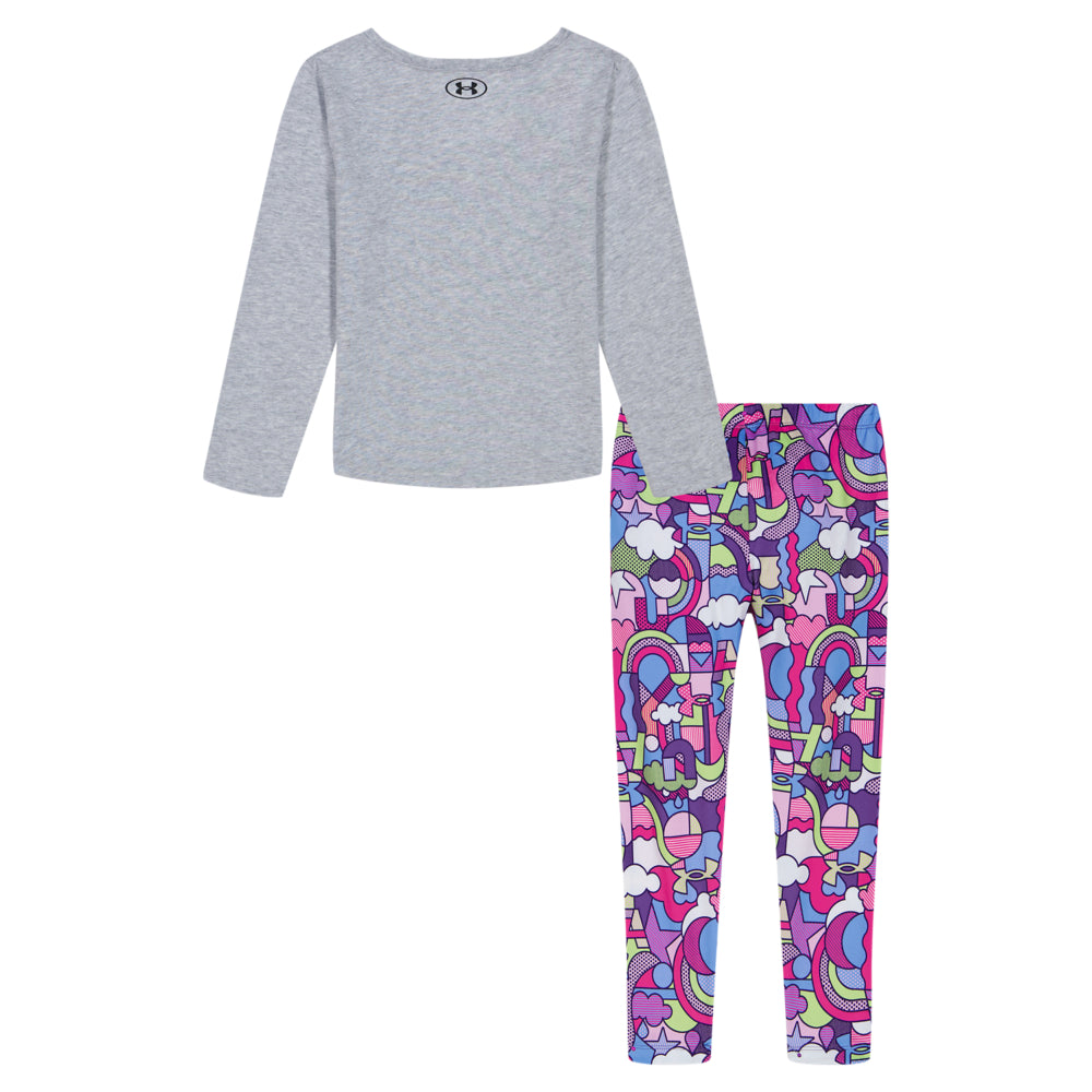 Under Armour Girls' Infant Rainbow Long Sleeve Shirt & Legging Set - Soft Athletic Outfit for Toddler Playtime & Casual Wear