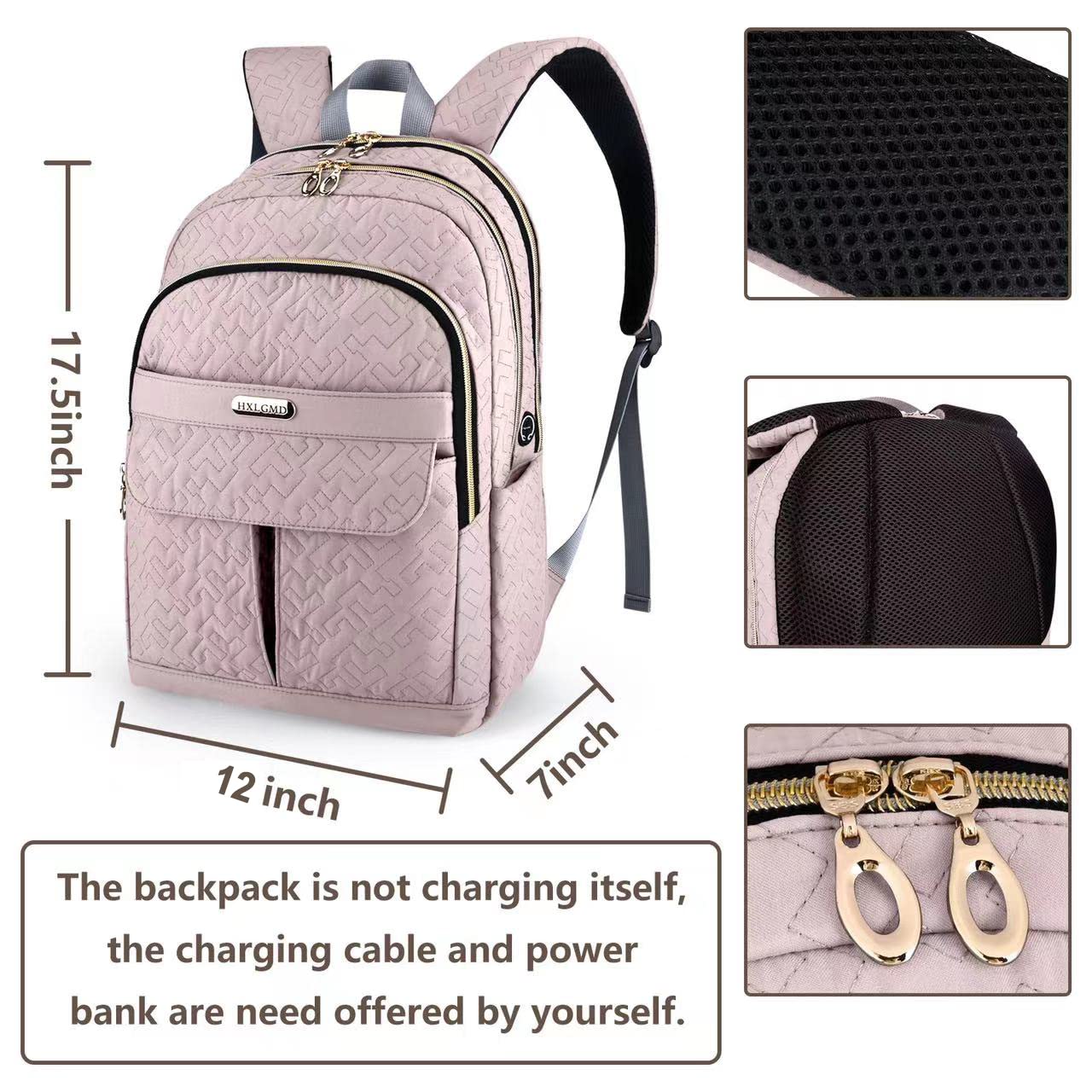 15.6 Inch Laptop Backpack for Women - Stylish Quilted Backpack for Teachers, Nurses & College Students - Durable Casual Daypack for Work, Travel & Office Use - Perfect for Commuting, School & Business Trips