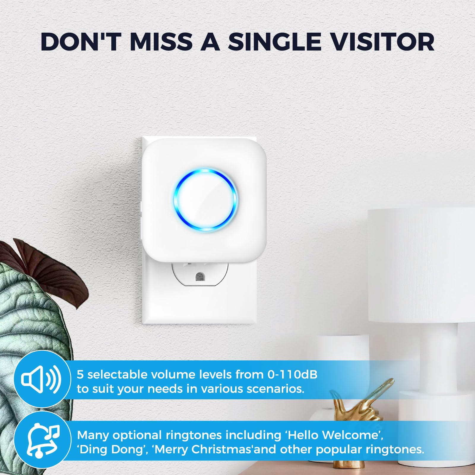 **Satisure Wireless Doorbell Extender with Receiver – 656 FT Range, 58 Chimes, 5 Volume Levels – Converts Hardwired to Wireless for Home, Garage, Basement – Perfect for Large Houses, Multi-Story Buildings & Outdoor Use**