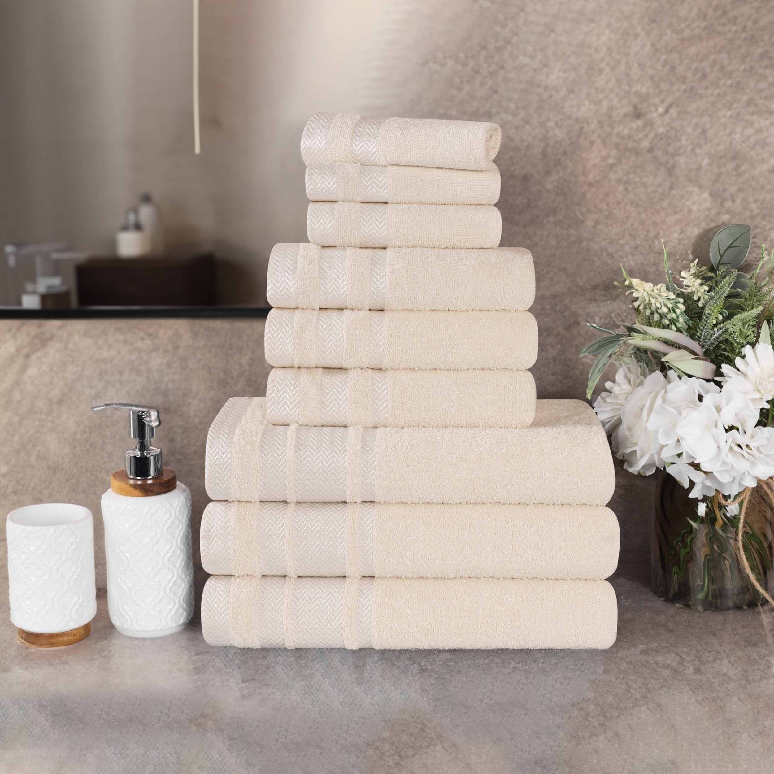 Premium 9-Piece Cotton Towel Set - Medium Weight, Soft & Absorbent Bath Towels for Spa, Gym, and Everyday Use - Hays Brand