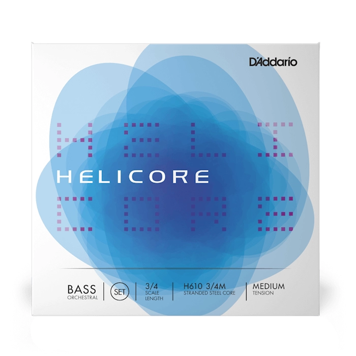 D'Addario H610 3/4M Helicore Orchestral Double Bass Strings Set - Professional Quality Cello Strings for Orchestral & Solo Performances, Studio Recording & Live Concerts