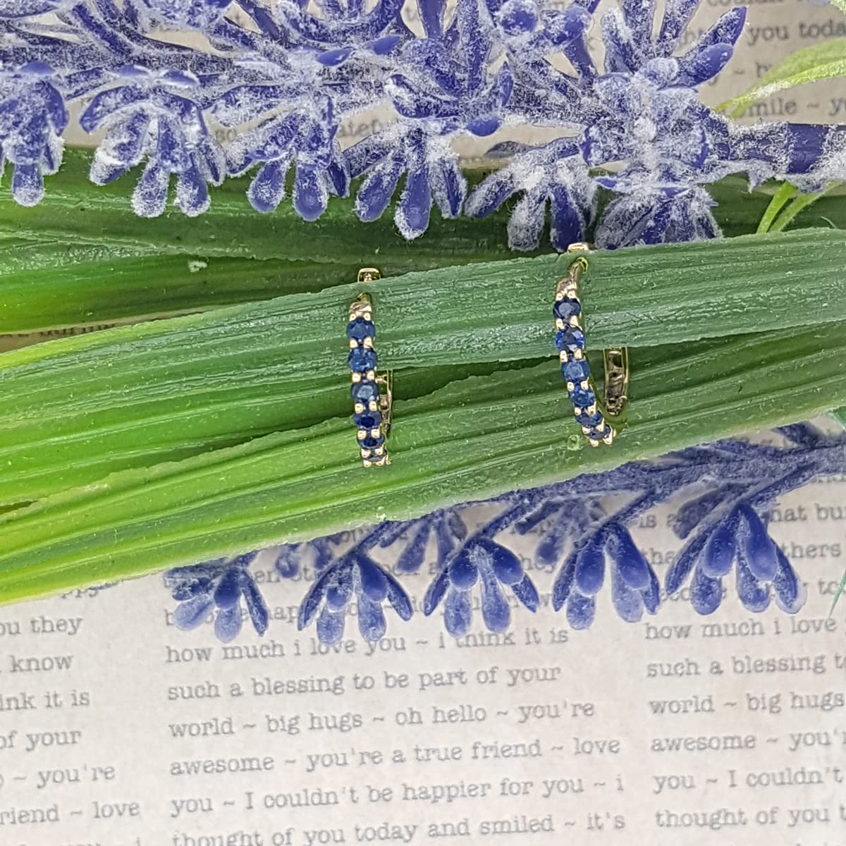 Dazzlingrock Collection 18K Solid Gold Round Blue Sapphire Huggie Hoop Earrings for Women | Perfect for Weddings, Parties & Everyday Elegance