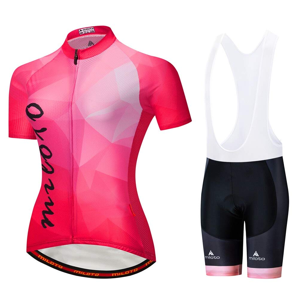 **MILOTO Women's Cycling Jersey & Bib Shorts Set - Breathable Bike Shirts for Road & Mountain Biking - Perfect for Training, Racing & Outdoor Sports**