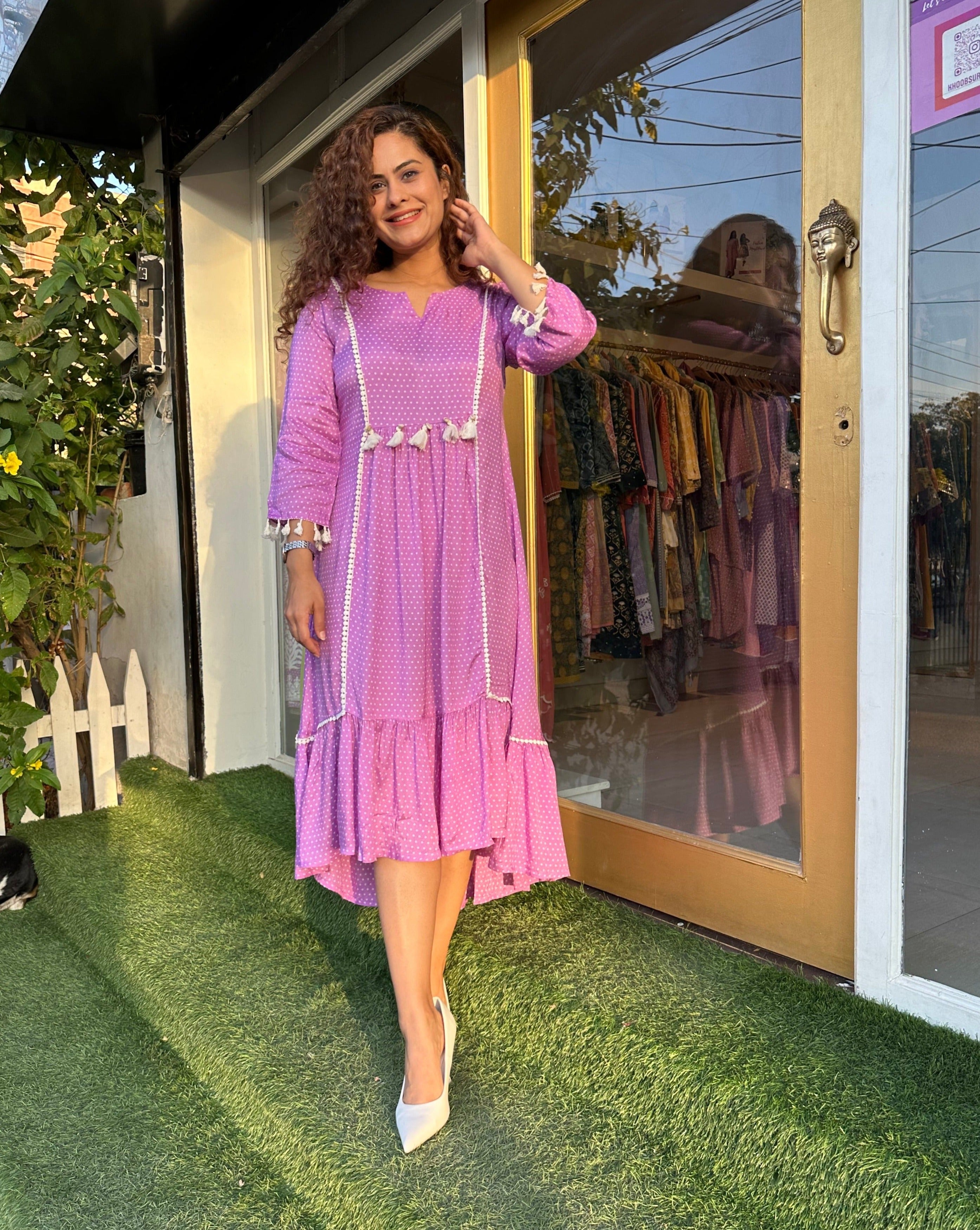 Elegant Purple Dress for Women - Flowy A-Line Midi Dress with Pockets | Perfect for Weddings, Parties & Special Occasions