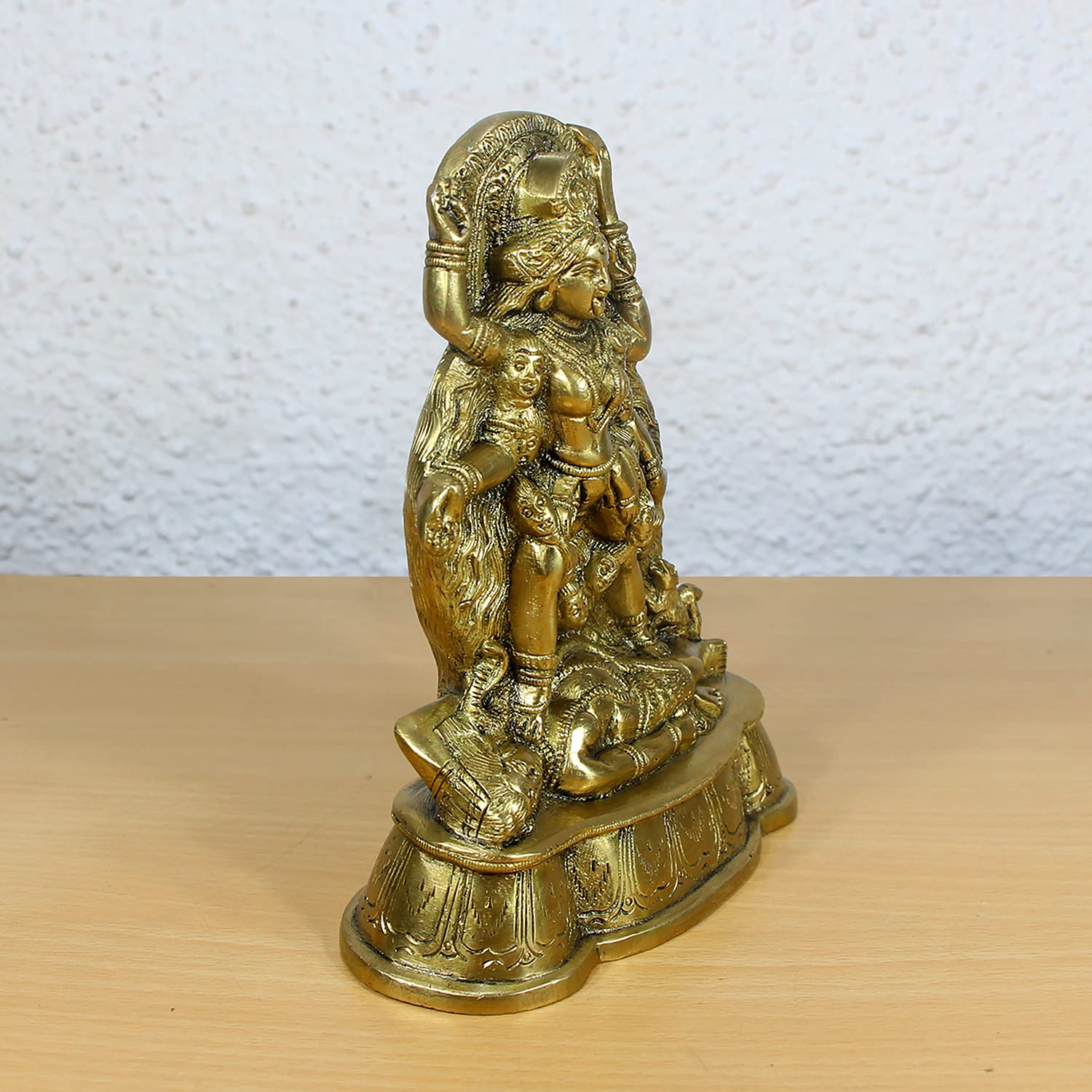 Handmade Brass Kali Maa Sculpture - Hindu Goddess Kali Murti Idol for Home Altar & Spiritual Puja Worship | Divine Adi Shakti Ma Statue for Meditation & Temple Decor