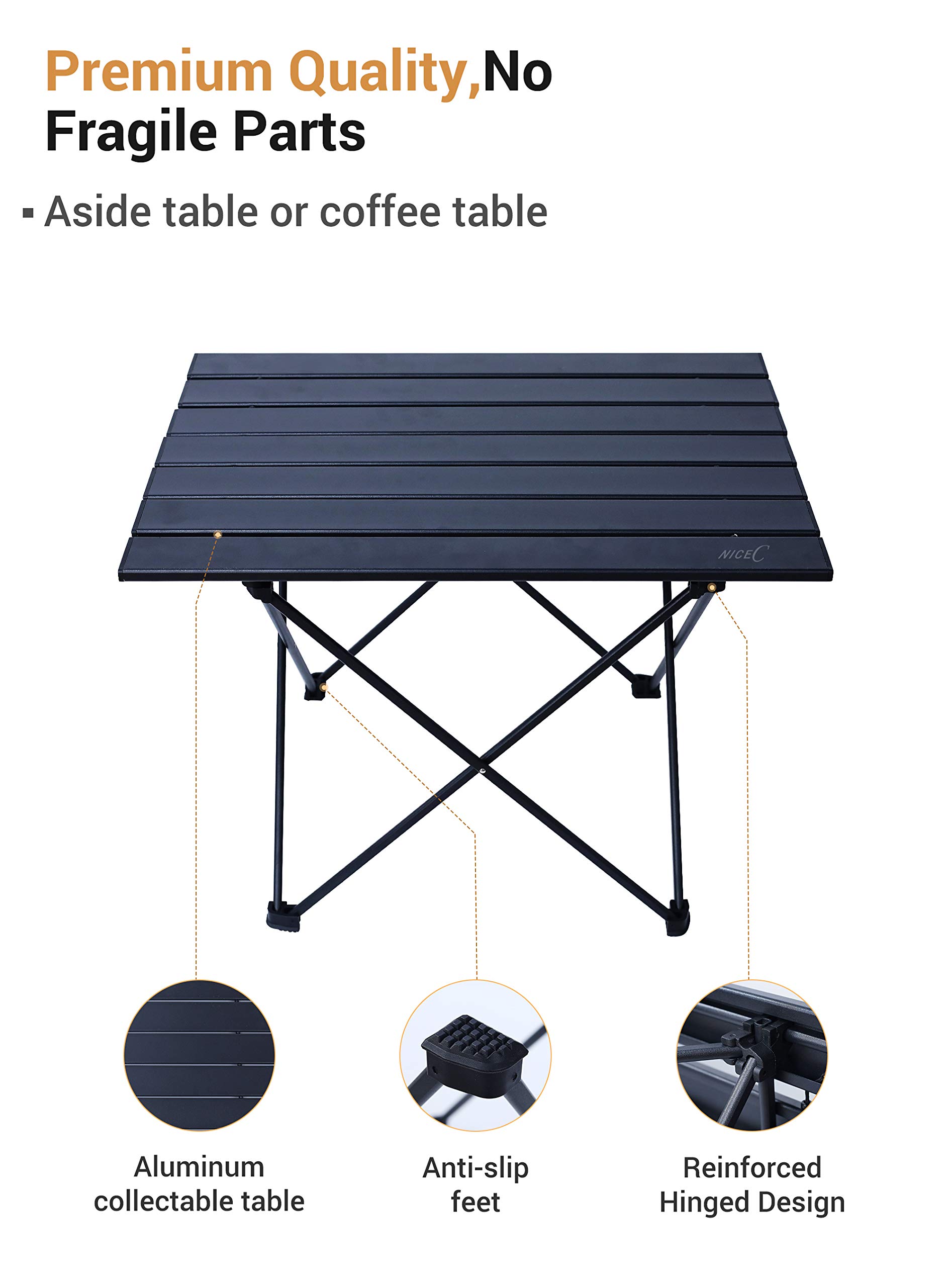 Ultralight Aluminum Folding Camping Table - Portable Roll Up Collapsible Picnic Table with Carry Bag for Outdoor, Beach, Cooking, Festival, Office & Indoor Use | Compact Design for Easy Storage & Travel