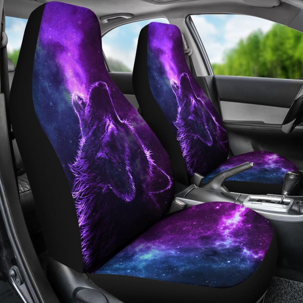 Galaxy Wolf & Cold Night Car Seat Covers - Premium Universal Fit for Cars, SUVs & Trucks - Perfect for Road Trips, Camping & Winter Protection
