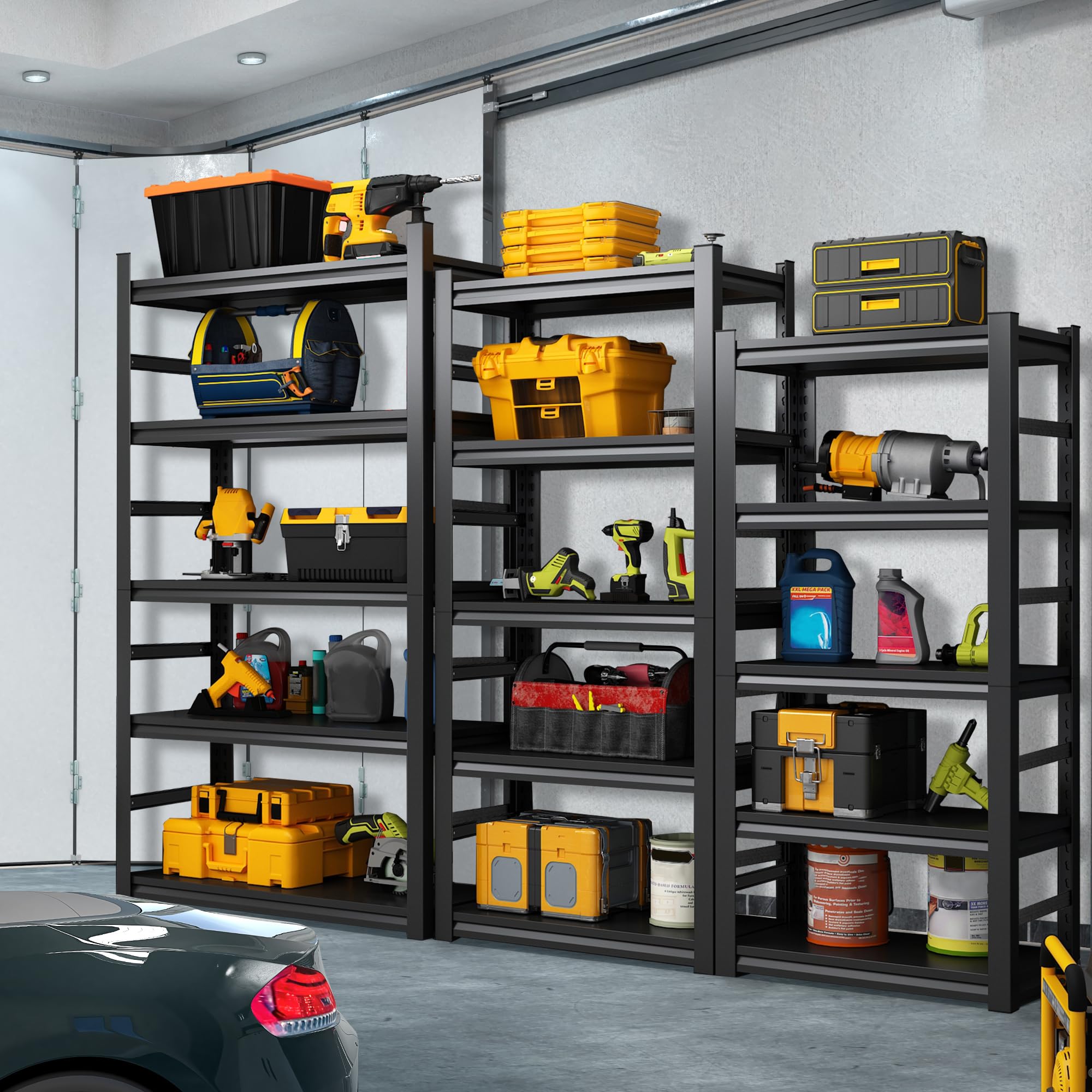 Heavy Duty 5-Tier Metal Storage Shelf - Adjustable Garage Shelves for Kitchen, Warehouse & Basement - 2500LBS Capacity, 72