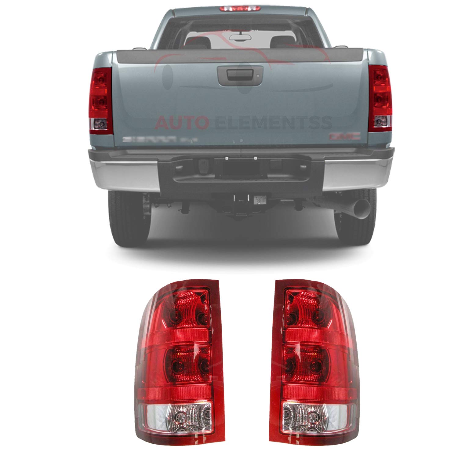 GMC Sierra 2007-2013 1500 & 2007-2014 2500HD/3500HD Replacement Tail Lights Assembly - Left Driver & Right Passenger Side (Part# 25958485, 25958484) - Direct Fit, Easy Installation for Improved Night Visibility & Safety