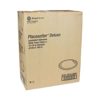 Pactiv Evergreen Deluxe Laminated Foam Dinner Plates - 10.25 Inch White Disposable Plates (540 Count) - Perfect for Parties, Picnics, Catering & Outdoor Events