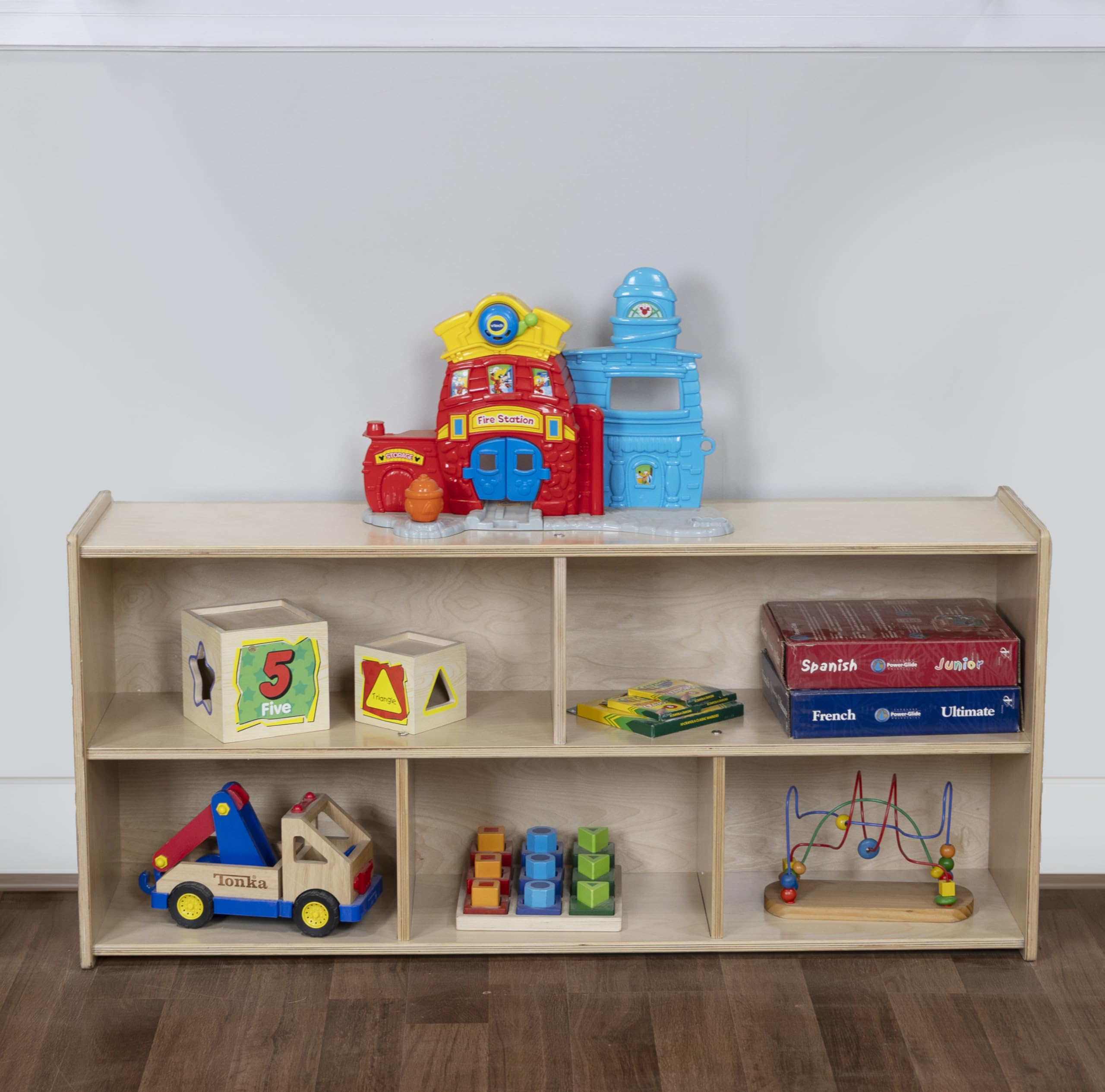 Montessori Classroom Storage Shelves - 5-Cubby Organizer Unit, Natural Birch Plywood Toy Shelf for Preschool, Playroom & Homeschool (22